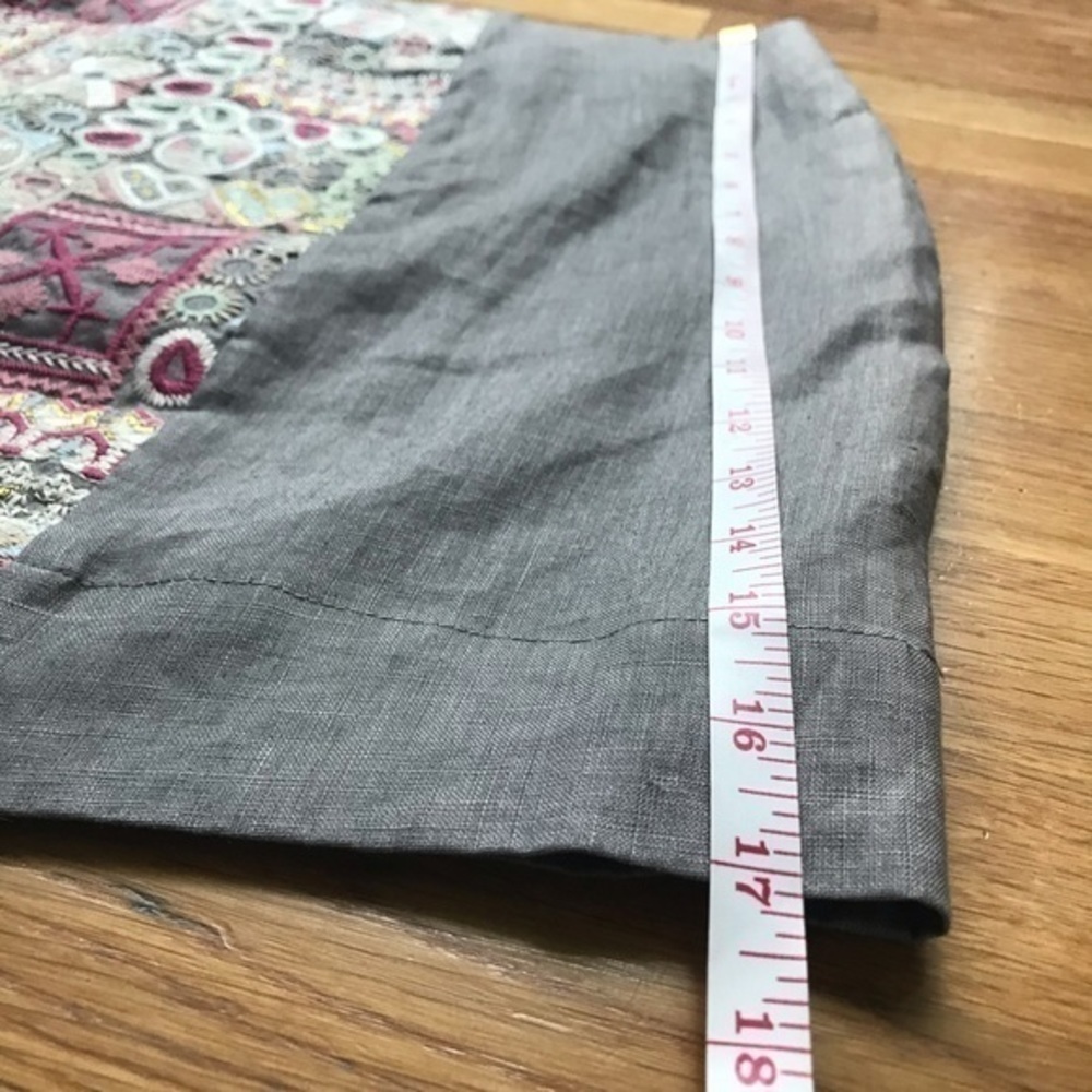 Johnny Was 4 love & liberty Gray Pink Silk Linen Embroidered Mini Skirt Large - Picture 10 of 11